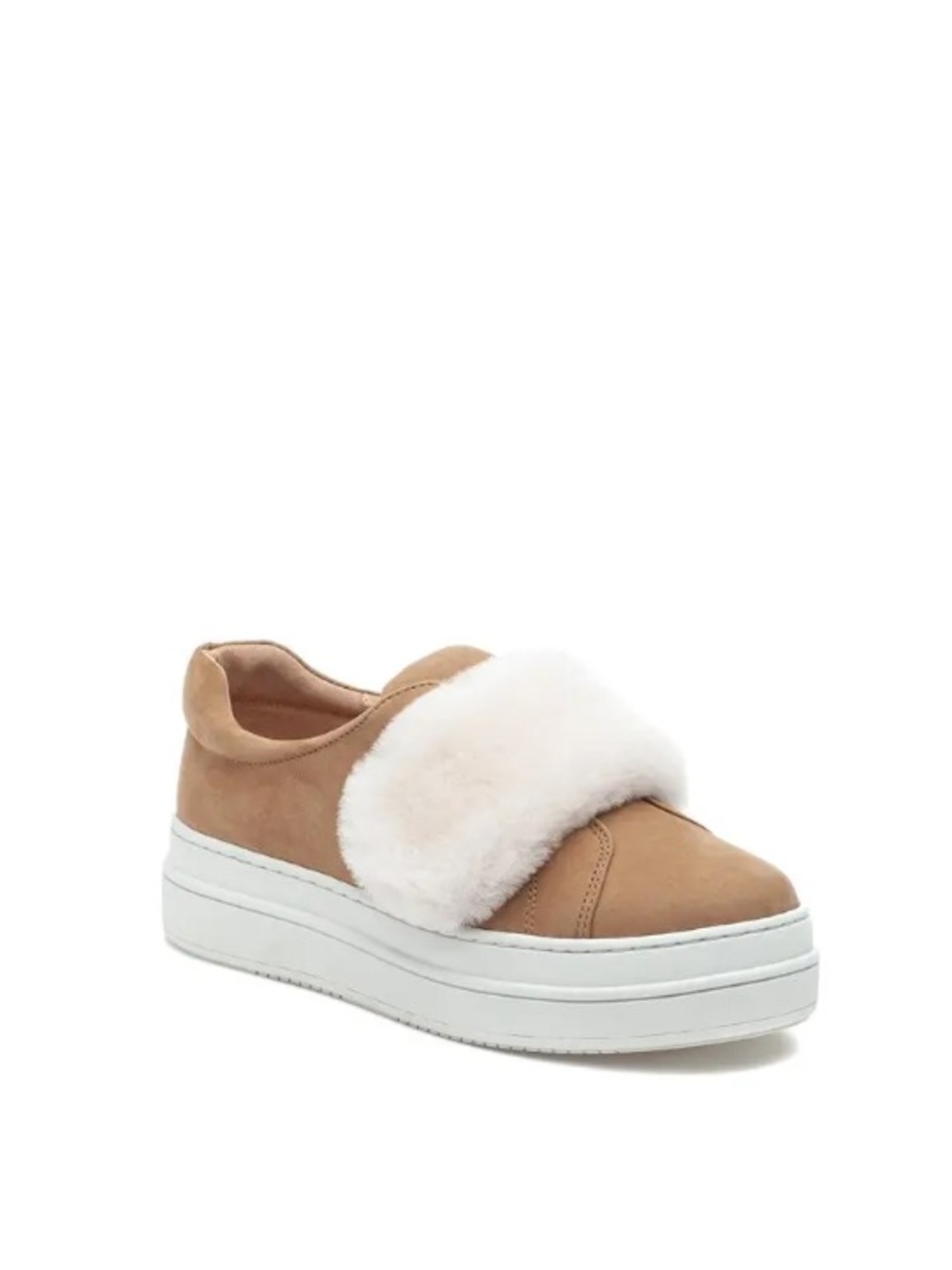 J/Slides Nobel Tan Platform Sneakers with Genuine Shearling - Size 8